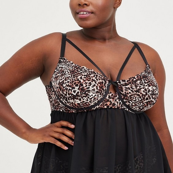 Torrid NWT size 2 Black and brown cheetah print babydoll - Picture 2 of 4